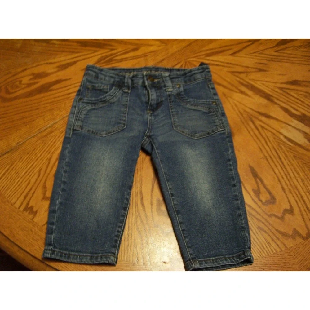 Arizona Jean Co Girls Medium Wash Denim Capri Jeans Sequin Back Pockets Size 10S